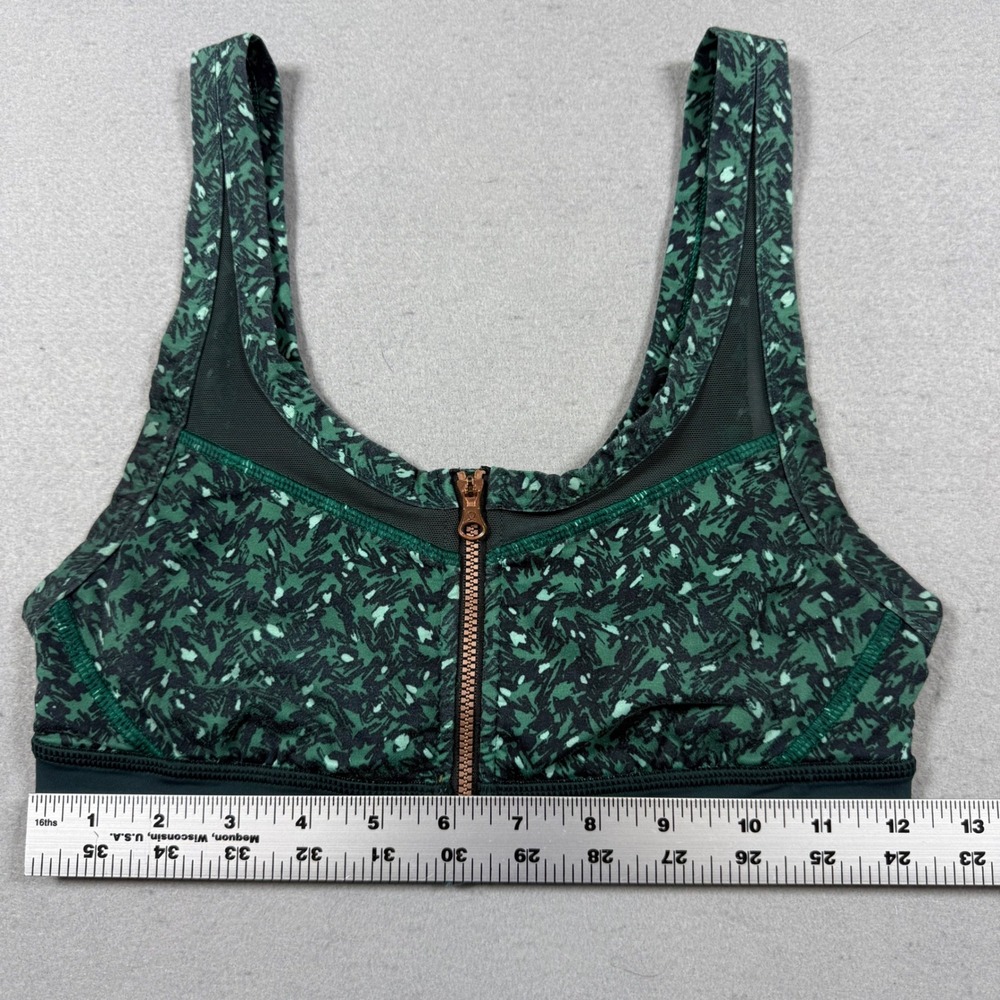 Lululemon Front Zip Sports Bra Green Abstract Camo Print Size 4 - Picture 6 of 7